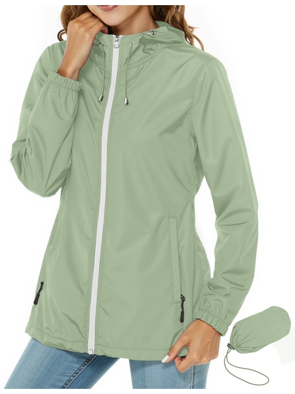 Women Lightweight Jackets Hooded Windbreaker Women Portable Waterproof Raincoat Hiking Travel Jackets