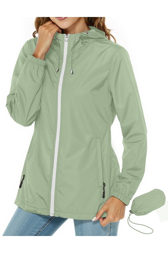 Women Lightweight Jackets Hooded Windbreaker Women Portable Waterproof Raincoat Hiking Travel Jackets
