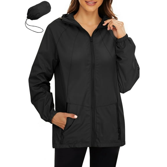 Rosvigor Women Lightweight Jackets Waterproof Hooded Raincoat Packable Hiking Windbreaker Rain Jacket With Pockets
