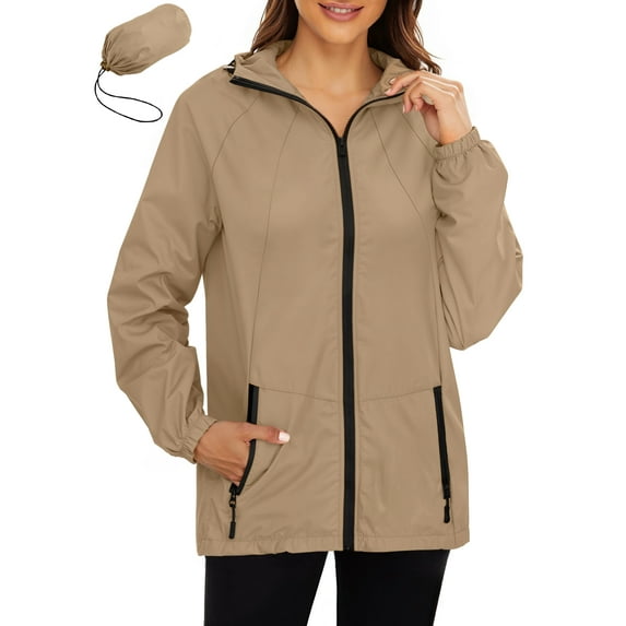Rosvigor Women Lightweight Jackets Waterproof Hooded Raincoat Packable Hiking Windbreaker Rain Jacket With Pockets