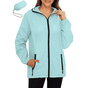 Rosvigor Women Lightweight Jackets Waterproof Hooded Raincoat Packable Hiking Windbreaker Rain Jacket With Pockets