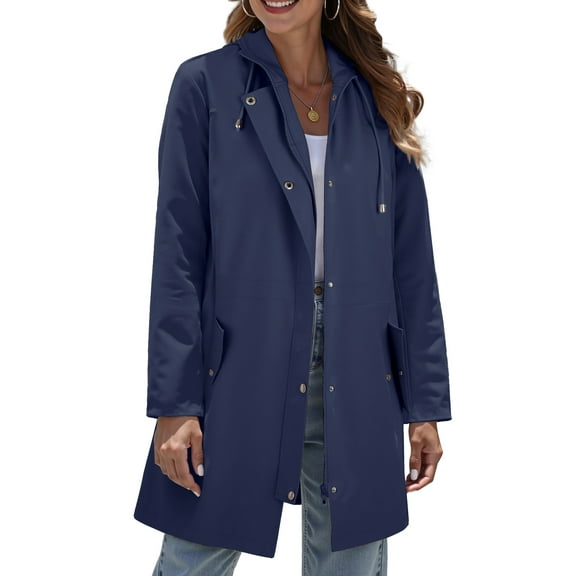 Rosvigor Women Hooded Raincoats Hiking Windbreaker Jackets Women Waterproof lined Long Coats Fall Winter Trench Coats