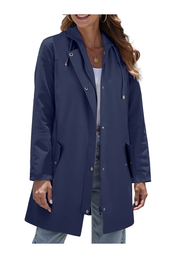 Women Hooded Raincoats Hiking Windbreaker Jackets Women Waterproof lined Long Coats Fall Winter Trench Coats
