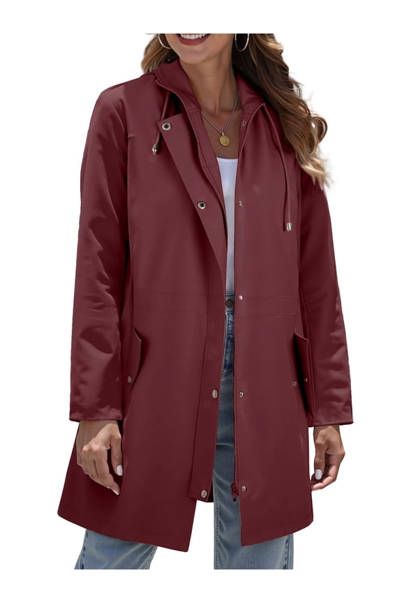 Women Hooded Raincoats Hiking Windbreaker Jackets Women Waterproof lined Long Coats Fall Winter Trench Coats