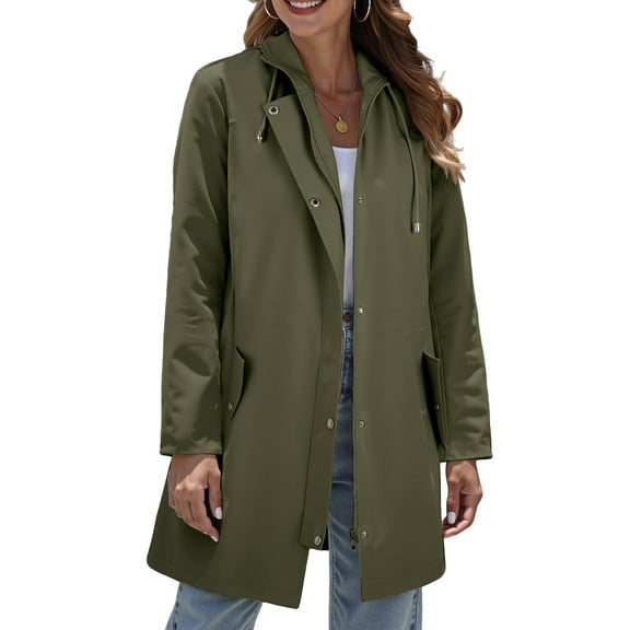 Rosvigor Women Hooded Raincoats Hiking Windbreaker Jackets Women Waterproof lined Long Coats Fall Winter Trench Coats