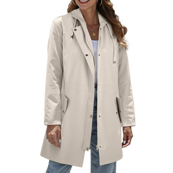 Rosvigor Women Hooded Raincoats Hiking Windbreaker Jackets Women Waterproof lined Long Coats Fall Winter Trench Coats