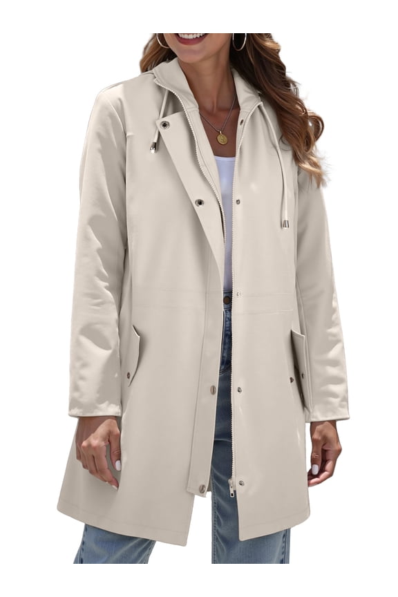 Women Hooded Raincoats Hiking Windbreaker Jackets Women Waterproof lined Long Coats Fall Winter Trench Coats