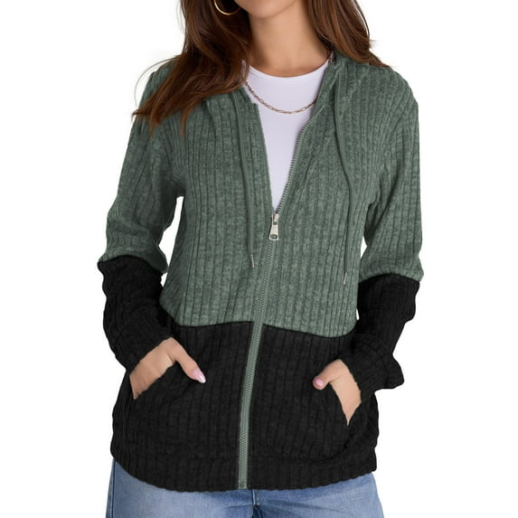 Rosvigor Womens Oversized Hoodies Lightweight Color Block Sweatshirts for Women Casual Hooded Shirts