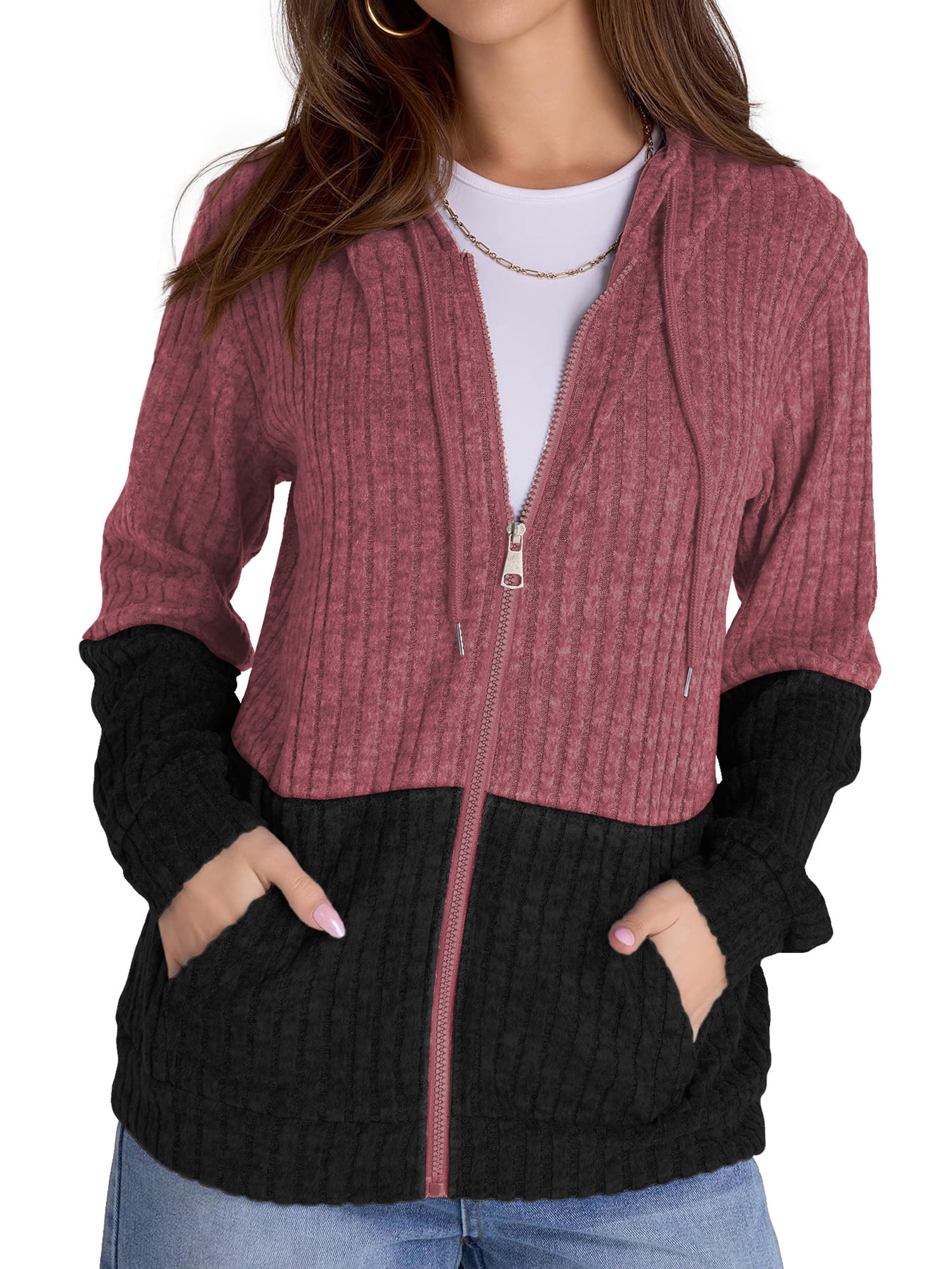 Womens Oversized Hoodies Lightweight Color Block Sweatshirts for Women Casual Hooded Shirts