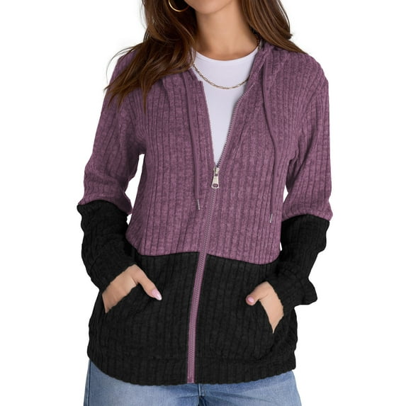 Rosvigor Womens Oversized Hoodies Lightweight Color Block Sweatshirts for Women Casual Hooded Shirts