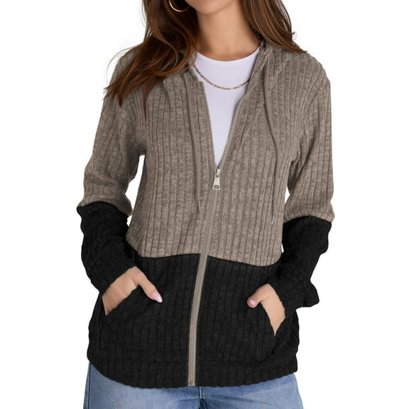 Rosvigor Womens Oversized Hoodies Lightweight Color Block Sweatshirts for Women Casual Hooded Shirts