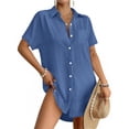thumbnail image 1 of Rosvigor Women Swimsuit Cover up Shirt Dress Women Button Down Bathing Suit Beachwear Sun Protection Blouse, 1 of 8
