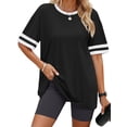 thumbnail image 1 of Rosvigor Women Tops Loose Fit T Shirts for Women Color Block Shirts Casual Tops Summer Blouses, 1 of 8
