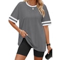 thumbnail image 1 of Rosvigor Women Tops Loose Fit T Shirts for Women Color Block Shirts Casual Tops Summer Blouses, 1 of 8