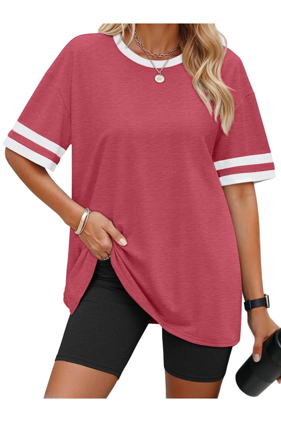 Women Workout Tops Loose Fit Color Block Shirts for Women Shirts Activewear Tops Summer Blouses
