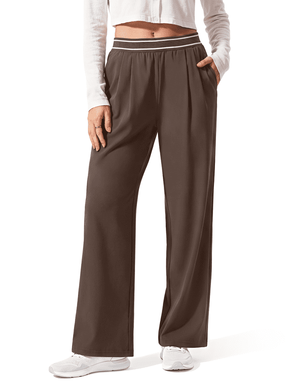 Women Business Casual Yoga Pants Lightweight Straight Leg Stretch Work Pants Soft Lounge Travel Slacks with Pockets