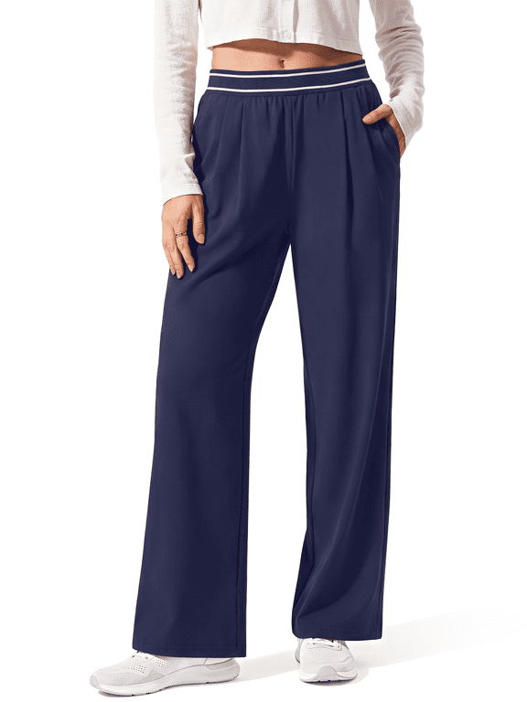 Women Business Casual Yoga Pants Lightweight Straight Leg Stretch Work Pants Soft Lounge Travel Slacks with Pockets