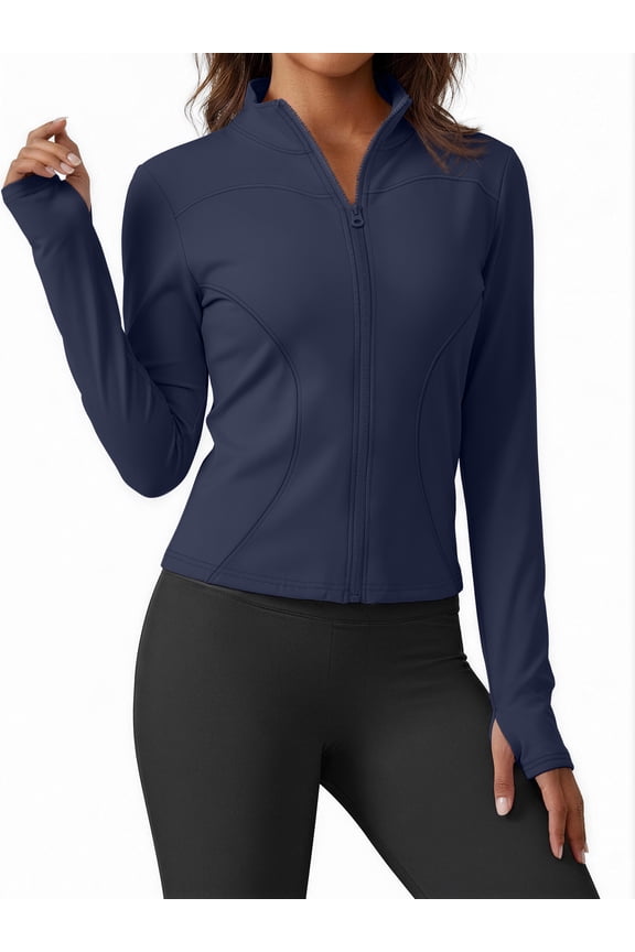 Women’s UPF 50+ Lightweight Athletic Jacket – Full Zip Sun Protection Long Sleeve Hiking Shirt with Thumb Holes