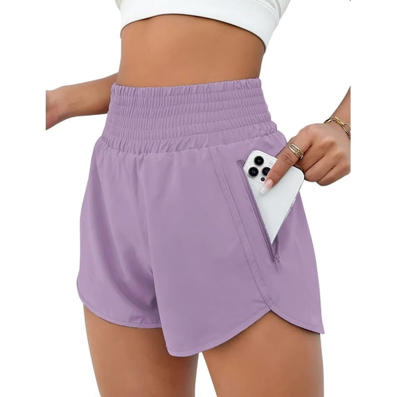 Rosvigor Womens Athletic Shorts High Waisted Running Shorts Gym Workout Shorts with Pockets