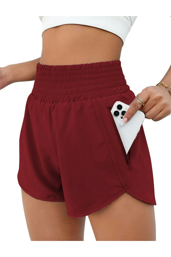 Womens Athletic Shorts High Waisted Running Shorts Gym Workout Shorts with Pockets