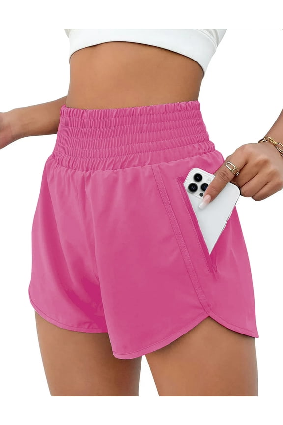Womens Athletic Shorts High Waisted Running Shorts Gym Workout Shorts with Pockets