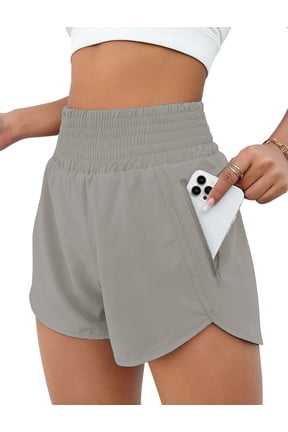 Plus Size Womens Athletic Shorts High Waisted Running Shorts Gym Workout Shorts with Pockets