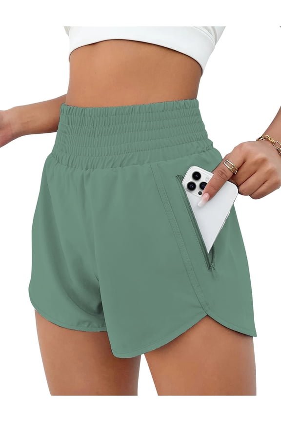 Womens Athletic Shorts High Waisted Running Shorts Gym Workout Shorts with Pockets