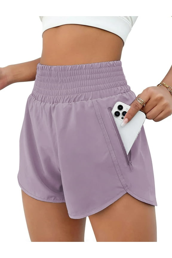 Womens Athletic Shorts High Waisted Running Shorts Gym Workout Shorts with Pockets