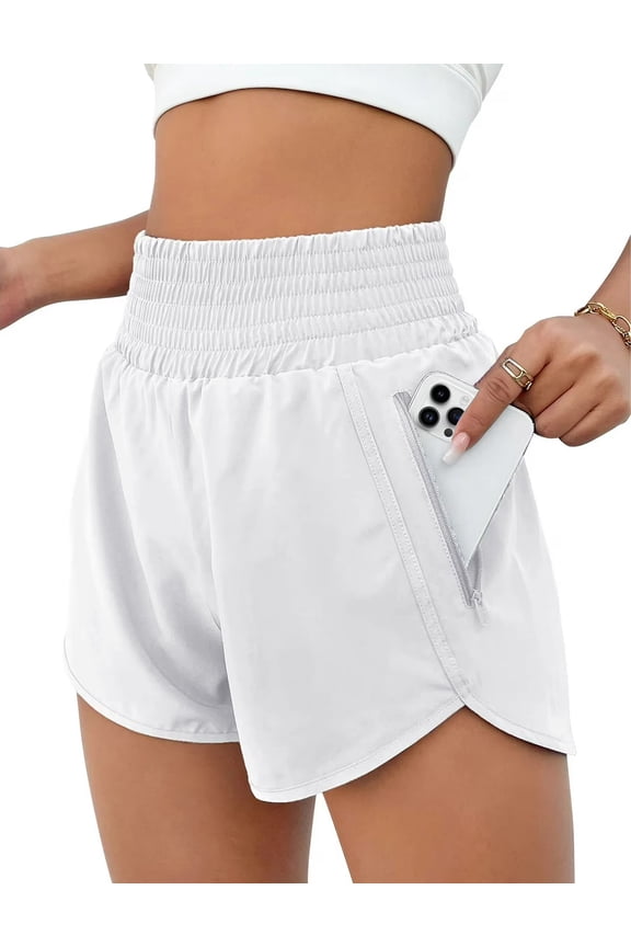 Womens Athletic Shorts High Waisted Running Shorts Gym Workout Shorts with Pockets
