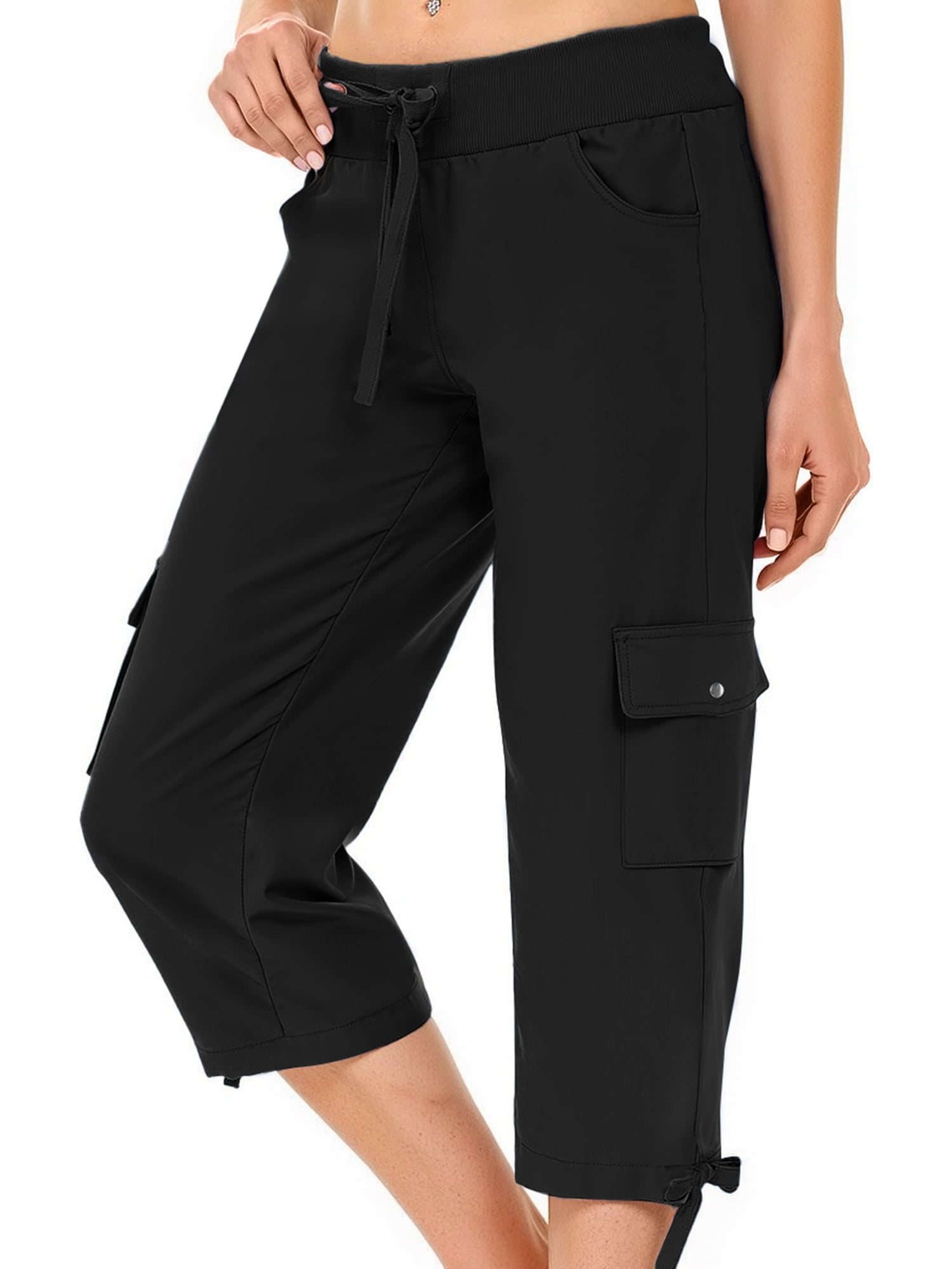 Rosvigor Womens Cargo Capris Lightweight Hiking Pants Outdoor Athletic Quick Dry Travel Pants with Pockets
