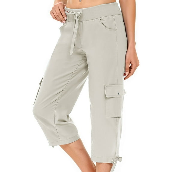 Rosvigor Womens Cargo Capris Lightweight Hiking Pants Outdoor Athletic Quick Dry Travel Pants with Pockets
