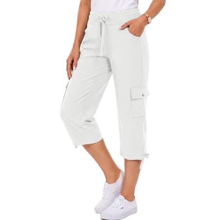 Rosvigor Womens Cargo Capris Lightweight Hiking Pants Outdoor Athletic Quick Dry Travel Pants with Pockets