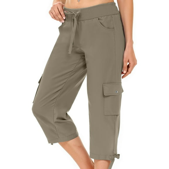 Rosvigor Womens Cargo Capris Lightweight Hiking Pants Outdoor Athletic Quick Dry Travel Pants with Pockets