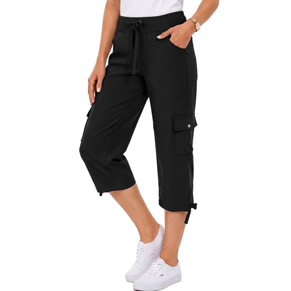 Rosvigor Womens Cargo Capris Lightweight Hiking Pants Outdoor Athletic Quick Dry Travel Pants with Pockets