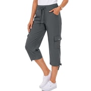Rosvigor Womens Cargo Capris Lightweight Hiking Pants Outdoor Athletic Quick Dry Travel Pants with Pockets