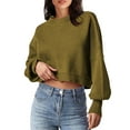 thumbnail image 1 of Rosvigor Womens Cropped Sweaters Oversized Knitted Warm Pullover Side Split Jumpers, 1 of 6