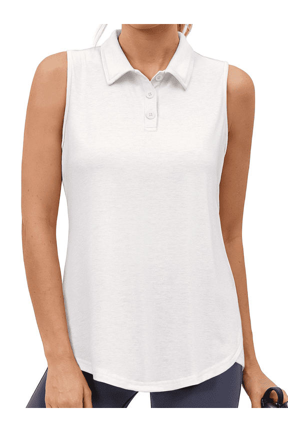 Workout Tank Tops for Women V Neck Golf Polo Shirts Loose Fit Summer Sleeveless Athletic Tops