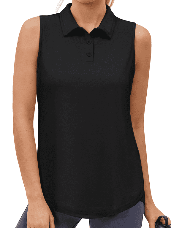 Women Tank Tops Loose Fit Sleeveless Shirt V Neck Polo Shirts Summer Collard Tops