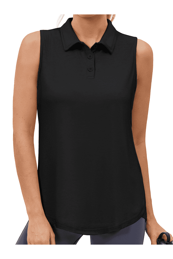 Women Tank Tops Loose Fit Sleeveless Shirt V Neck Polo Shirts Summer Collard Tops