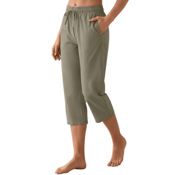 Rosvigor Womens Hiking Capri Pants High Waisted Drawstring Cargo Pants Women Quick Dry Capris Athletic Lounge Travel Trousers