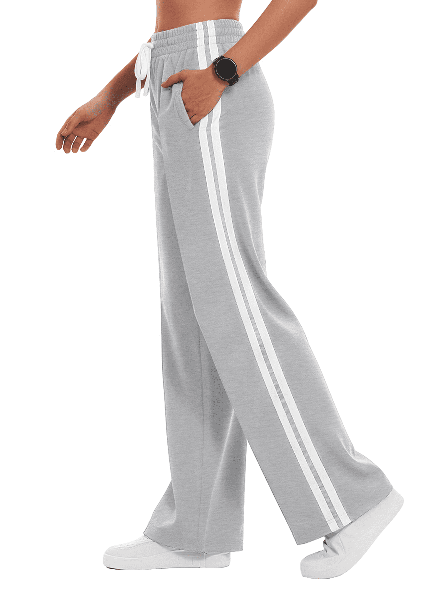 Rosvigor Plus Size Womens Sweatpants Color Block Pants High Waisted ...