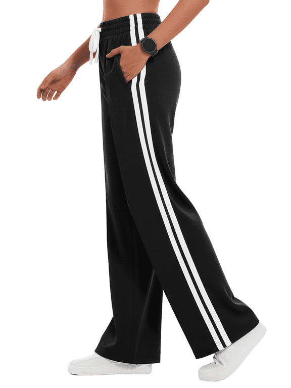 Womens Sweatpants Color Block Pants High Waisted Pants with Pockets for Workout Travel Outdoor Lounge