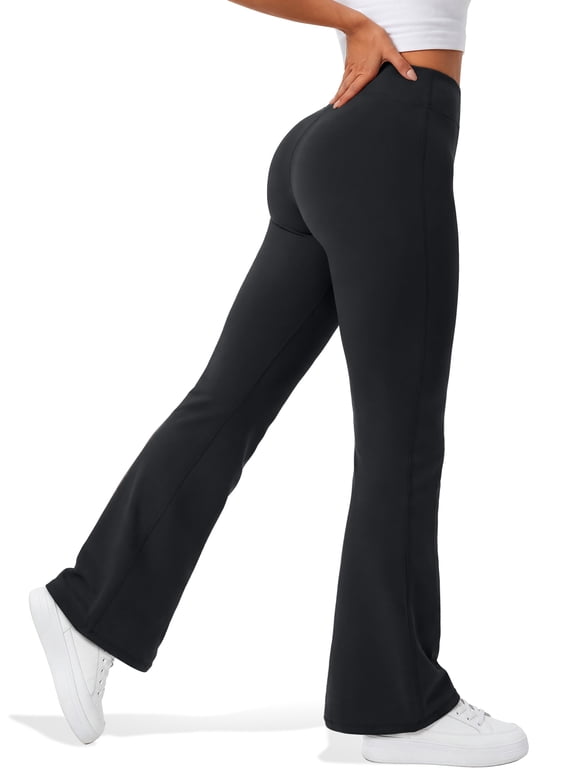 Womens Flare Yoga Pants High Waisted Bootcut Leggings No Front Seam Buttery Soft Leggings for Workout Gym Casual