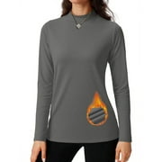 Rosvigor Womens Mock Neck Thermal Shirts Long Sleeve Tops Women Winter Lightweight Fleece Basic Tops