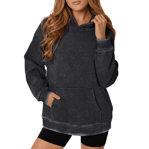 Rosvigor Vintage Hoodies for Women Acid Wash Hoodies Women Oversized Pullover Tops Streetwear Sweatshirts with hooded