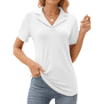 thumbnail image 1 of Rosvigor Womens Tops Short Sleeve Polo Shirts for Women V Neck Blouses Summer Tunics Shirts with Collar, 1 of 7