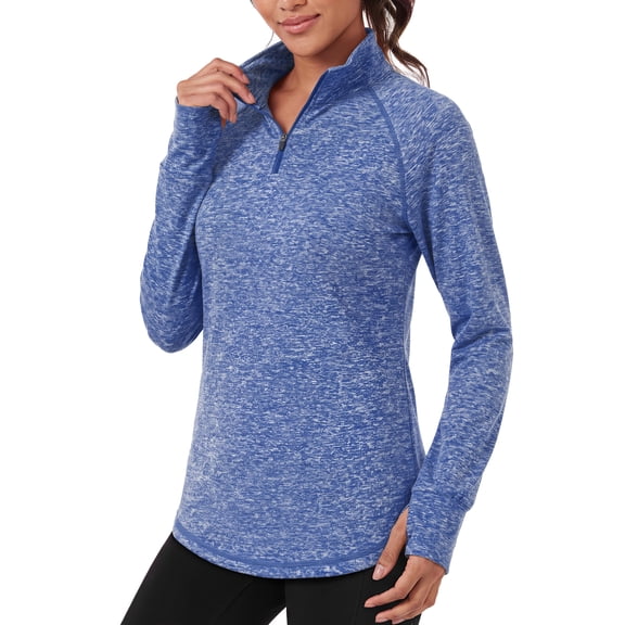 Rosvigor Womens Quarter Zip Pullover Sweatshirt Long Sleeve Athletic Shirts Loose Pullover Activewear Tops with Thumb Holes