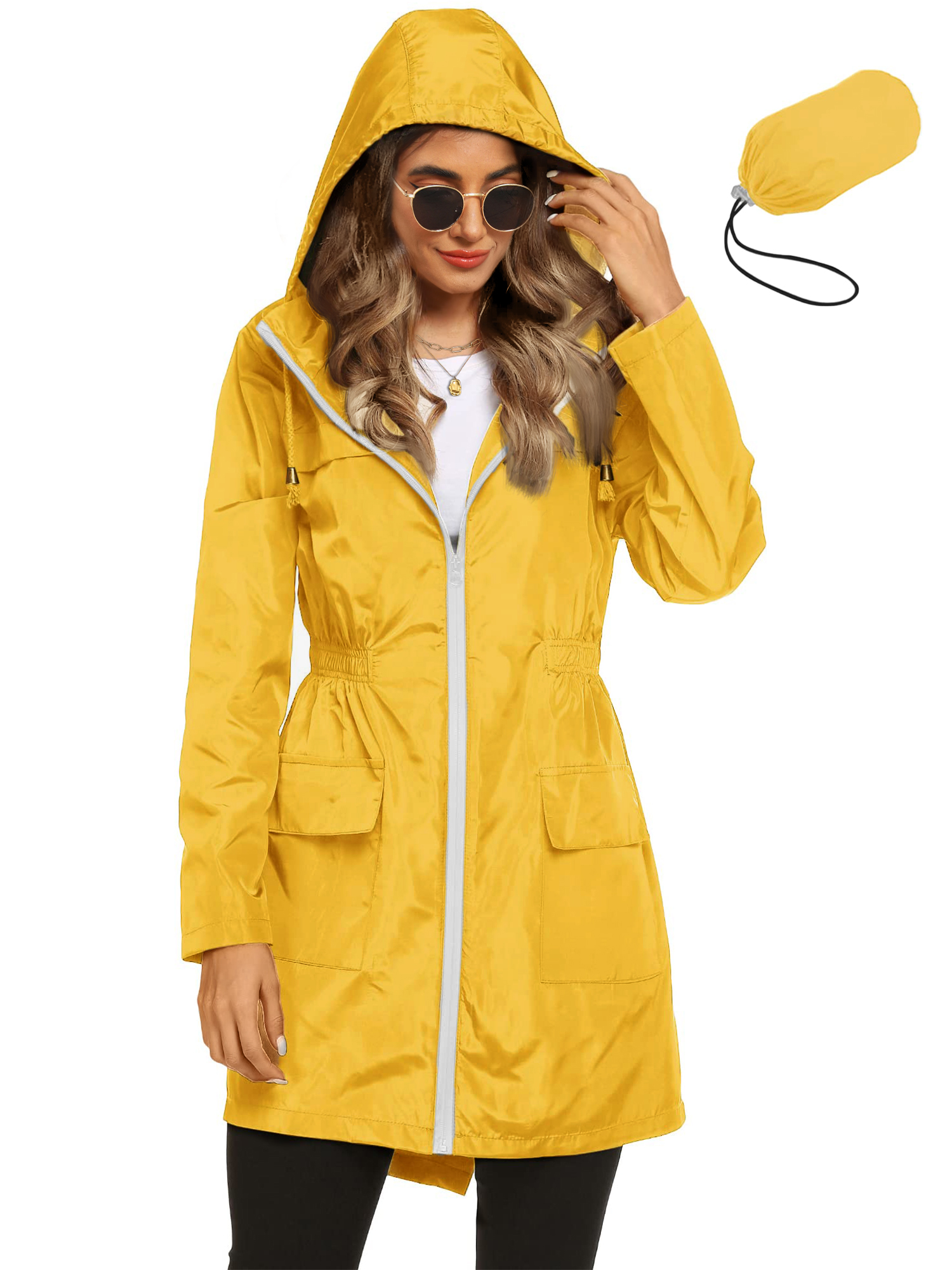 Rosvigor Womens Lightweight Raincoat Waterproof Jackets Woman Long 