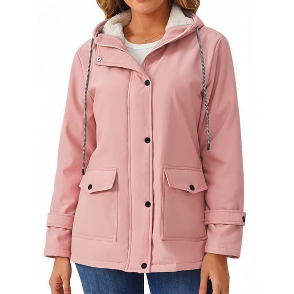 Rosvigor Womens Sherpa Coats Winter Fleece Jackets Women Windproof Warm Parkas Coats with Hood