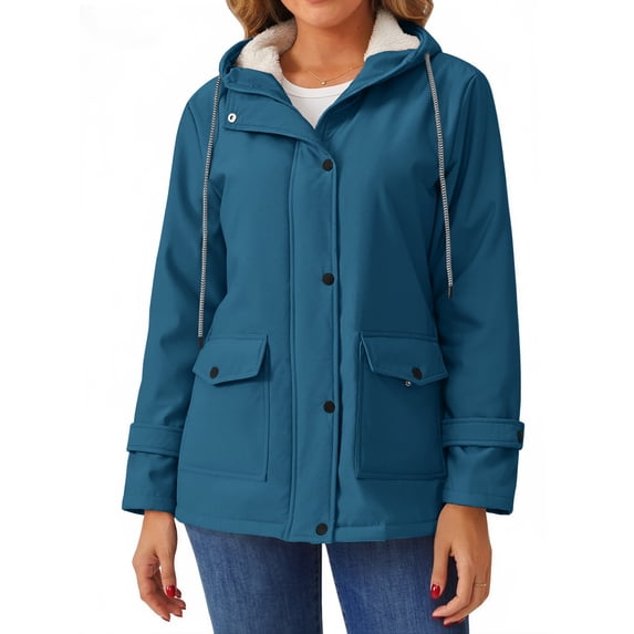 Rosvigor Womens Sherpa Coats Winter Fleece Jackets Women Windproof Warm Parkas Coats with Hood